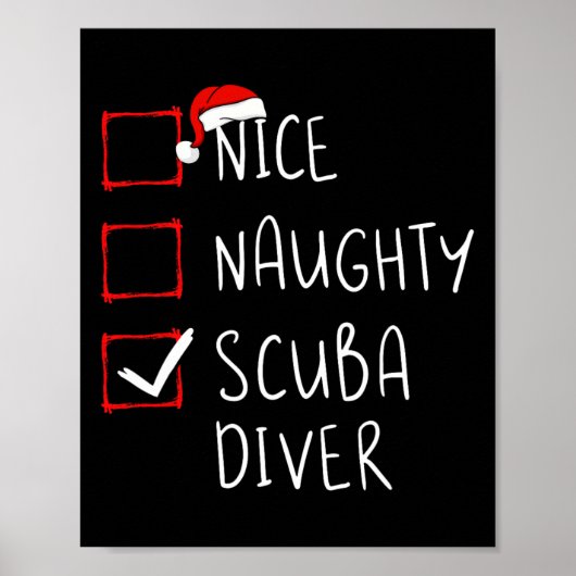 Leuke stoute scuba duiker lijst Kerstman Poster (Voorkant)