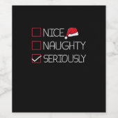 Leuke Stoute Serieus Kerst Moderne Stijl Wijn Etiket (Enkel label)