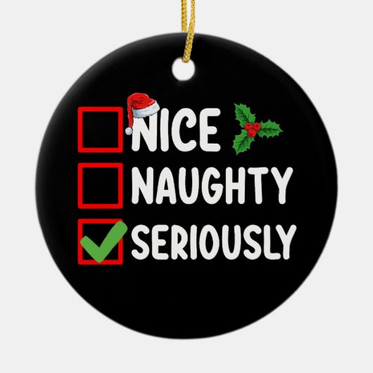 Leuke Stoute Serieus Kerstman Kerstlijst Keramisch Ornament (Voorkant)