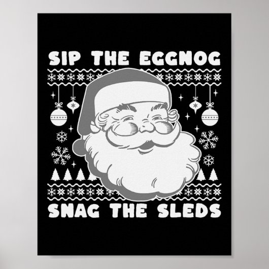 Leuke stoute slok eierpunch kerstlijst kerstman poster (Voorkant)