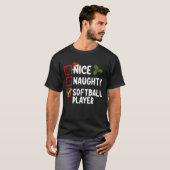 Leuke Stoute Softbal Speler Kerst Wensenlijst T-shirt (Voorkant volledig)