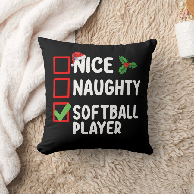 Leuke Stoute Softbalspeler Kerstlijst Kussen (Deken)