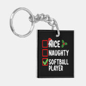 Leuke Stoute Softbalspeler Kerstlijst Sleutelhanger (Voorkant Links)