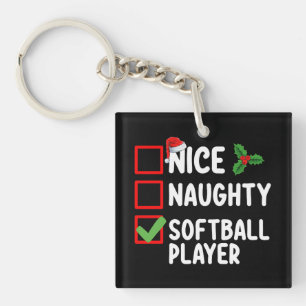 Leuke Stoute Softbalspeler Kerstlijst Sleutelhanger