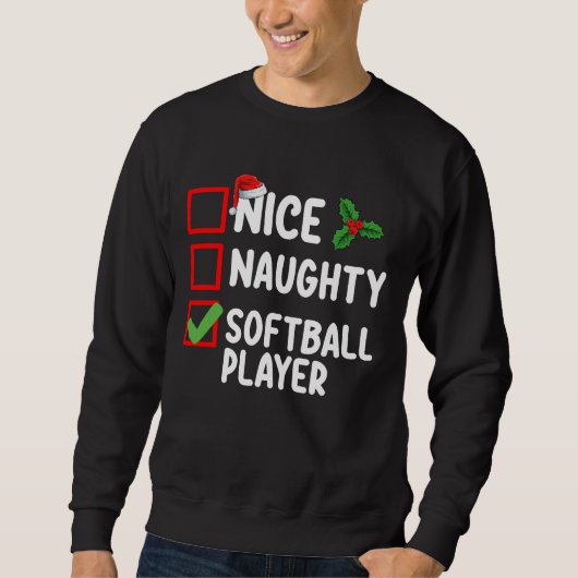 Leuke Stoute Softbalspeler Kerstlijst Trui (Voorkant)