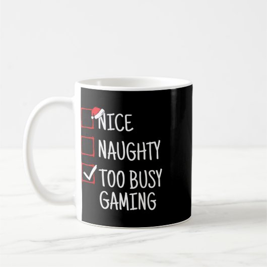 Leuke stoute te druk met gamen Grappige kerst Koffiemok (Links)