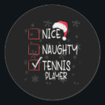 Leuke stoute tennisser lijst Christmas Santa Cl Ronde Sticker<br><div class="desc">Leuke stoute tennisser lijst Kerstman</div>