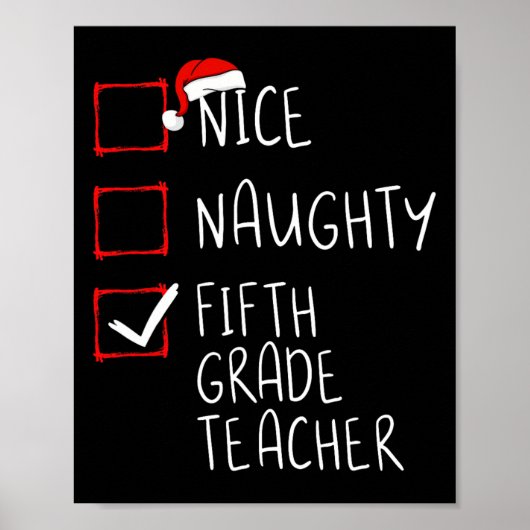 Leuke stoute vijfde klas leraar kerstlijst sa poster (Voorkant)