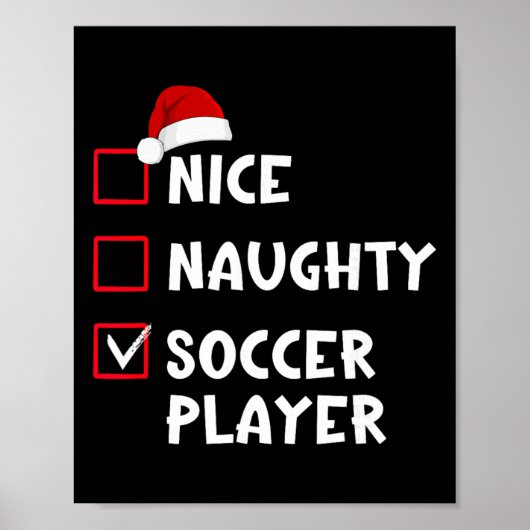Leuke Stoute Voetbalspeler Grappige Kerstlijst  Poster (Voorkant)