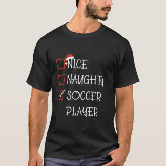 Leuke stoute voetbalspeler lijst Santa Christmas X T-shirt