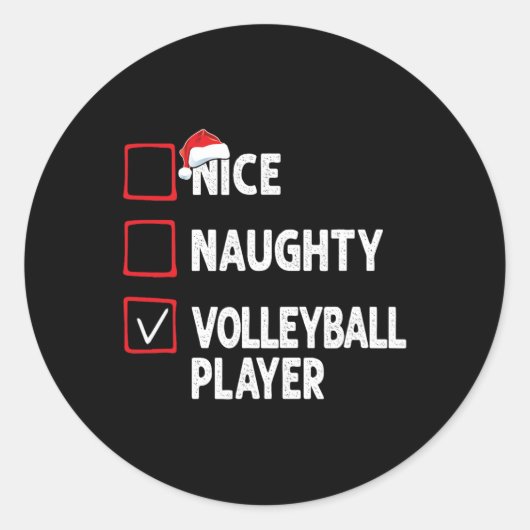 Leuke stoute volleybalspeler jongens kerstmeisje ronde sticker (Voorkant)