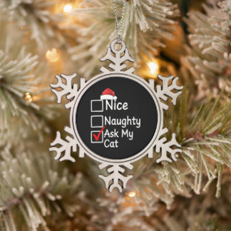 Leuke Stoute Vraag Aan Mijn Kat Kerst Xmas Checkli Tin Sneeuwvlok Ornament