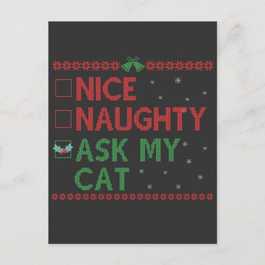 Leuke Stoute Vraag Mijn Kat Grappige Kerstman Kado Briefkaart (Voorkant)