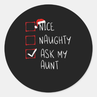 Leuke Stoute Vraag Mijn Tante Kerst Lijst Xmas Ronde Sticker