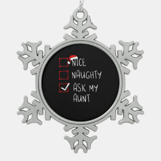Leuke Stoute Vraag Mijn Tante Kerst Lijst Xmas Tin Sneeuwvlok Ornament