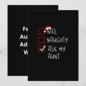 Leuke Stoute Vraag Mijn Tante Kerstlijst Kerstmis Feestdagenkaart (Voorkant / Achterkant)