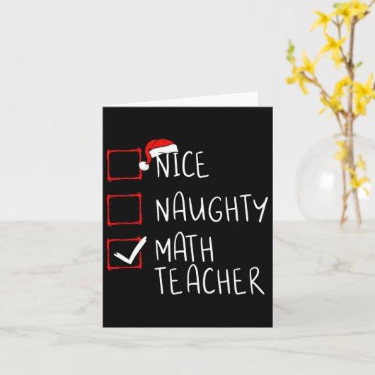 Leuke stoute wiskundeleraar kerstlijst Kerstman Kaart (Gele Bloem)