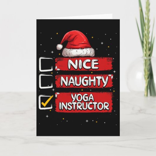 Leuke Stoute Yoga Instructeur Kerst Lijst Sinterkl Kaart (Voorkant)