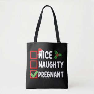 Leuke Stoute Zwangere Kerst Lijst Zwangerschap Tote Bag