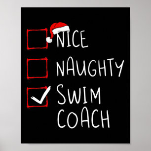 Leuke stoute zwemcoach Kerstlijst Kerstman Poster