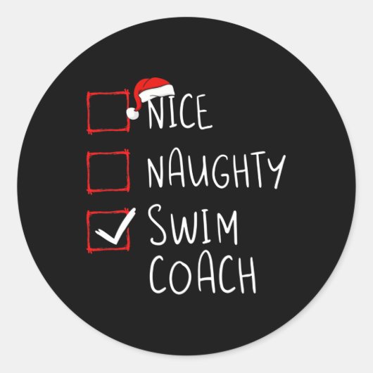 Leuke stoute zwemcoach Kerstlijst Kerstman Ronde Sticker (Voorkant)