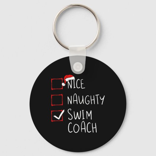 Leuke stoute zwemcoach Kerstlijst Kerstman Sleutelhanger (Voorkant)