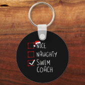 Leuke stoute zwemcoach Kerstlijst Kerstman Sleutelhanger (Voorkant)