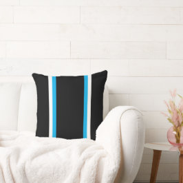 Leuke strakke Sky Blue White Racing Stripes op zwa Kussen