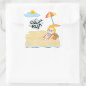 leuke strand clipart bundel vierkante sticker (Tas)