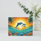 Leuke strand dolfijnen liefhebbers briefkaart (Staand voorkant)