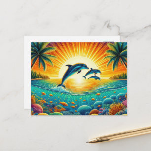 Leuke strand dolfijnen liefhebbers briefkaart