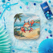 Leuke strand krab feestje  papieren bordje (Feest)