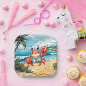 Leuke strand krab feestje  papieren bordje (Feest)