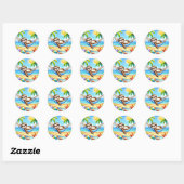 Leuke strand luiaard liefhebbers ronde sticker (Vel)