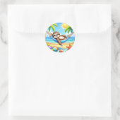 Leuke strand luiaard liefhebbers ronde sticker (Tas)
