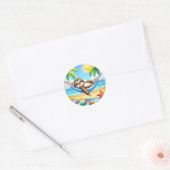 Leuke strand luiaard liefhebbers ronde sticker (Envelop)