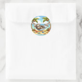 Leuke strand luiaard liefhebbers ronde sticker (Tas)