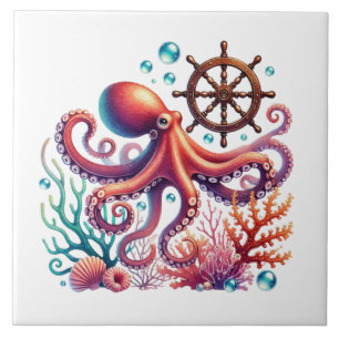 Leuke strand octopus liefhebbers tegeltje
