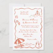 Leuke Strand Rode grillige Sketch Hand getrokken b Kaart (Voorkant)