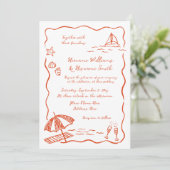 Leuke Strand Rode grillige Sketch Hand getrokken b Kaart (Staand voorkant)