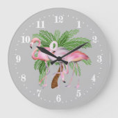 Leuke strand roze flamingo decoratie Grote Klok (Voorkant)