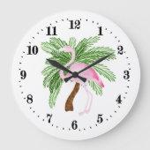 Leuke strand roze flamingo decoratie grote klok (Voorkant)