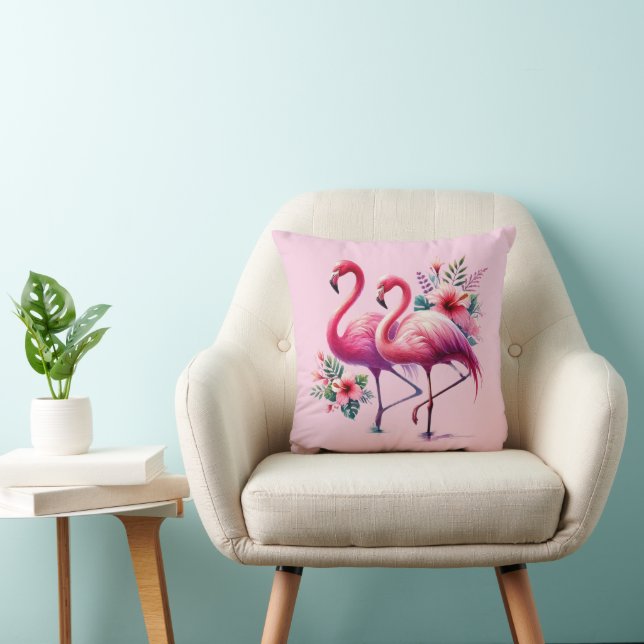 Leuke strandhuis roze flamingoliefhebbers  kussen (Stoel)