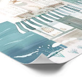 Leuke strandillustratie waterverf stijl poster (Hoek)