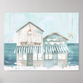 Leuke strandillustratie waterverf stijl poster (Voorkant)