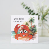 leuke strandkrabfeest kaart (Staand voorkant)