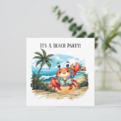Leuke strandkrabfeestje  kaart (Staand voorkant)