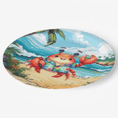 Leuke strandkrabfeestje papieren bordje (Gekanteld)