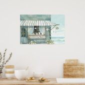 Leuke strandlandschap Illustratie waterverf stijl Poster (Keuken)