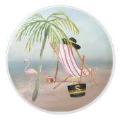 Leuke strandscene Ocean Palm Tree Keramische Knop (Voorkant)
